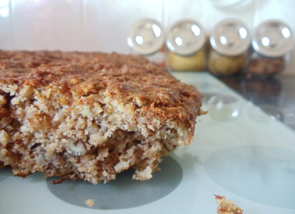 An arty shot of the crumbly banana bread