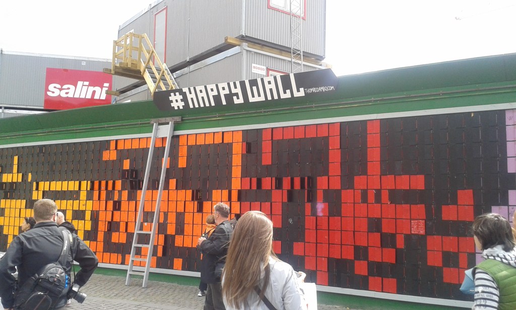 The #HappyWall with it's flipping pictures